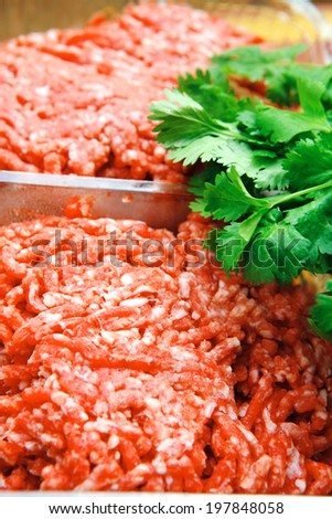 image of fresh raw minced meat in box