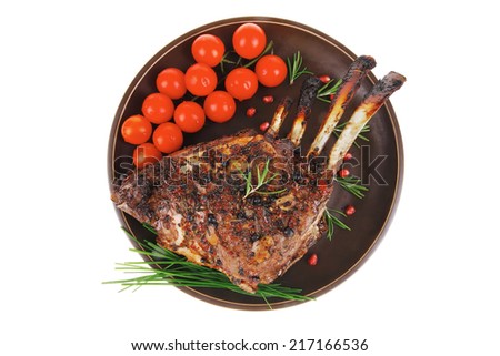 ribs on plate isolated over white background