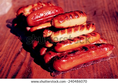 grilled beef pork sausages with marks