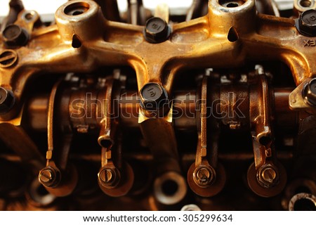 real used car motor engine part isolated on white background