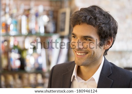 Portrait of handsome man in restaurant