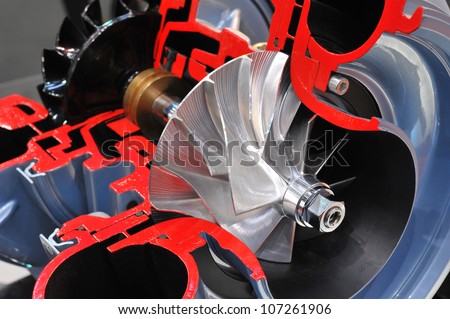 Cutaway model of a turbocharger