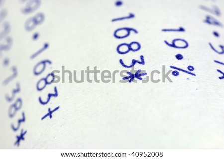 Paper strip of an calculating machine