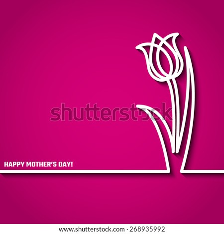 Vector Illustration of Happy Mothers Day Card for Design, Website, Background, Banner. 22th Mays Holiday Gift Element Template with Pink Tulip