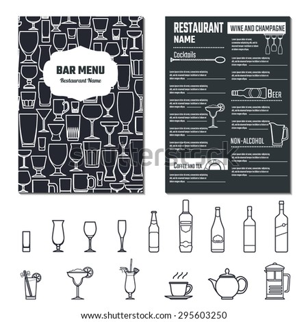 Restaurant City Layout With Drinks | vector illustration of drinks menu for design website Restaurant City Layout With Drinks | vector illustration of drinks menu for design website
