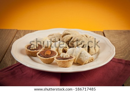 Mixed Cookies and biscuit on a white plate