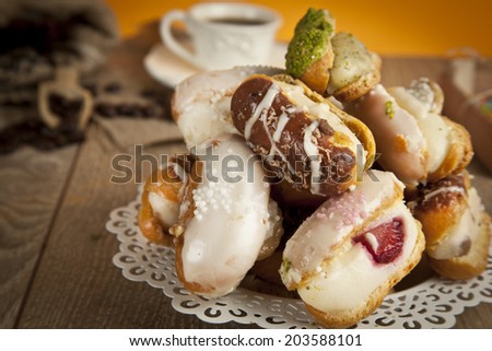 German Dessert Cream Cake with Turkish Coffee ( chocolate, pistachios, banana, strawberry, White chocolate cream )