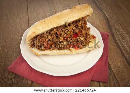 Turkish Kokorec - lamb intestine food sandwich
