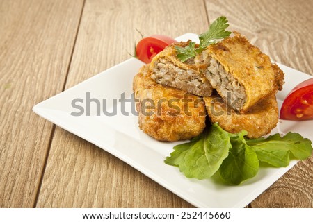 Turkish traditional Food kadinbudu kofte ( meatball ) rice and meat falafel