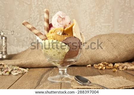 Sundae ice cream in sundae cup
