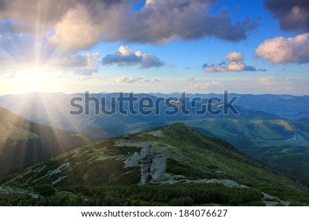 Landscape mountain valleys in the sun
