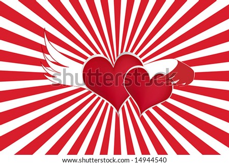 stock vector Two Hearts One Love Vector Illustration