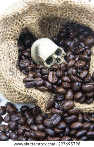 Skull in Coffee beans bag
