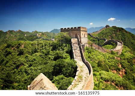 The Great Wall of China near Jinshanling on a sunny summer day