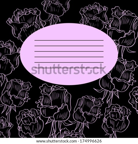 Floral card with roses, illustration