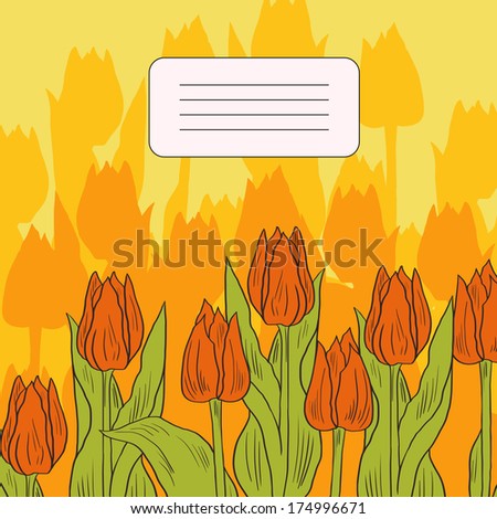 Floral card with tulips, illustration