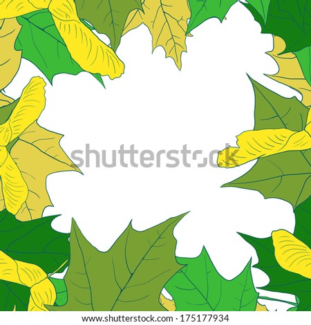 floral frame with leaves of maple, vector illustration