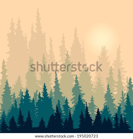 landscape with silhouettes of fir-trees silhouette vector illustration landscape with silhouettes of fir-trees silhouette vector illustration