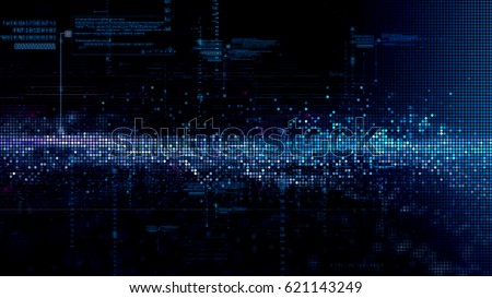 3D rendering digital matrix particles grid virtual reality abstract cyber space environment background