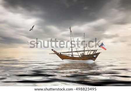 old kuwaiti fishing boat on sailing on arabian ocean