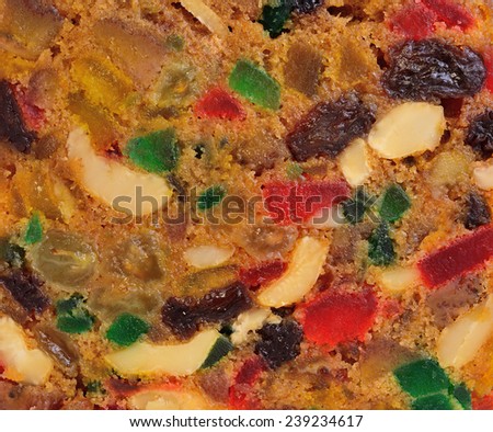 Delicious sliced fruit cake with mixed fruit