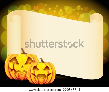 Halloween pumpkins and blank wish scroll