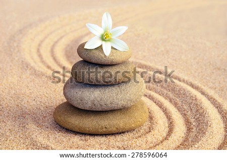 Stones balance and flower