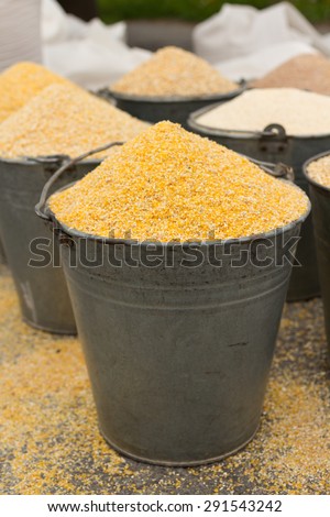 corn grits in a bucket