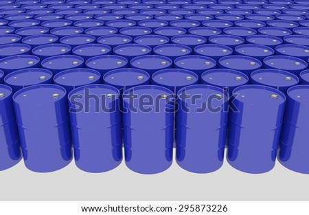 many blue barrels