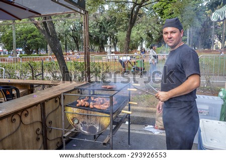 BELO HORIZONTE ,BRAZIL -JULY 05, 2015 ;Traditional food and drinks on GASTRONOMY WEEK  on  Liberty Square in Belo Horizonte, Brazil Minas Gerais on JULY 05, 2015.