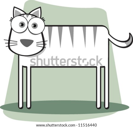black and white cat cartoon. stock vector : Cartoon Cat in