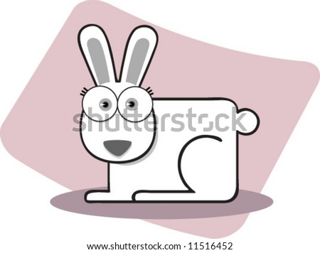 stock vector : Cartoon Rabbit in Black and White