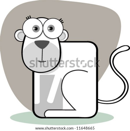 stock vector : Cartoon Monkey in Black and White