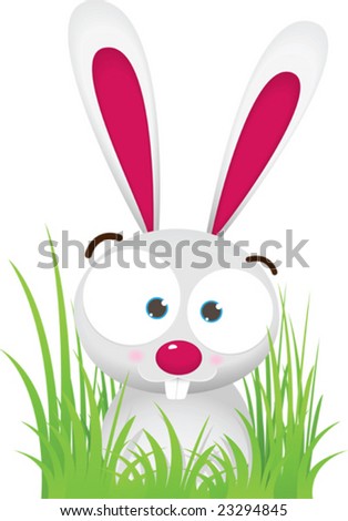 cute cartoon animals with big eyes. ig Eyes sit on the Grass