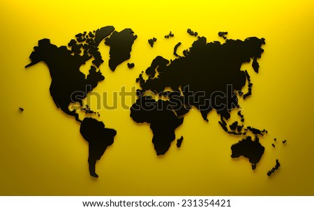 World map - yellow black