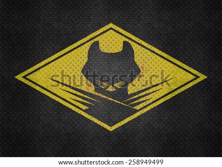 Warning Sign With A Logo Of A Cat