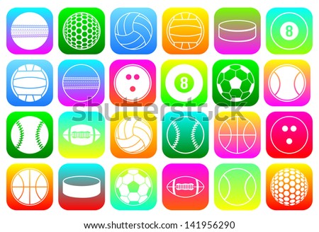 set of colorful icons of sports balls