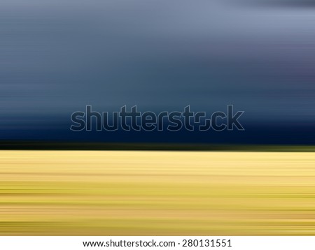 Abstract yellow field before the storm. Motion blur abstract background with horizontal stripes