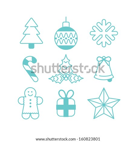 Christmas Icons, Outline Stock Vector Illustration 160823801 : Shutterstock