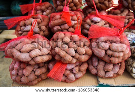 Tamarind in  bags put up for sale in the market.