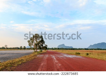 Red earth road In the evening