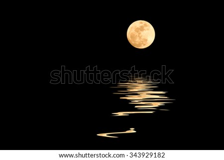 Full moon over cold night water