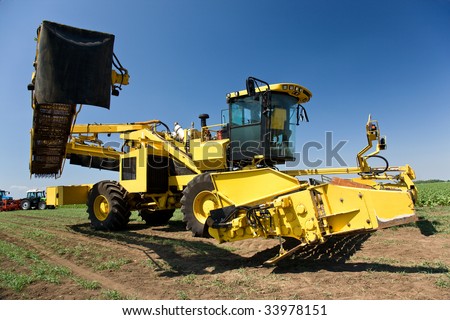 Yellow big harvest machine
