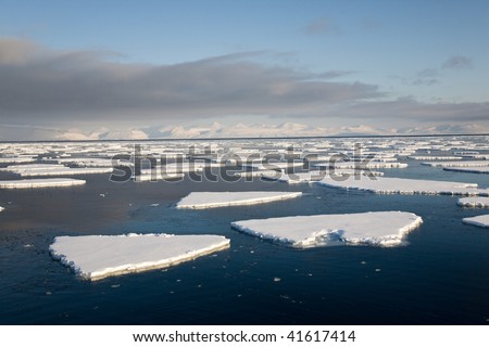 Amazing frost Sea landscape of Spitsbergen in the Arctic North Pole region. Soft focus.