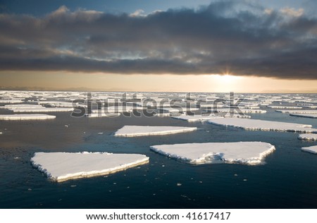 Amazing frost Sea landscape of Spitsbergen in the Arctic North Pole region. Soft focus.