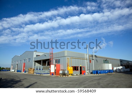 Commercial Property,industrial units with blue sky.