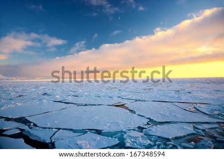Glacier With Small Iceberg At The Arctic North Pole, Svalbard.
