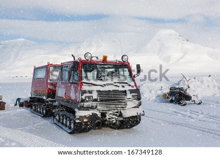 Snow vehicle, Arctic North Pole, Svalbard.
