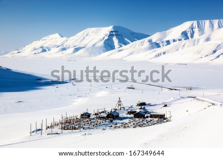 Houses of arctic sled dogs, North pole, Svalbard