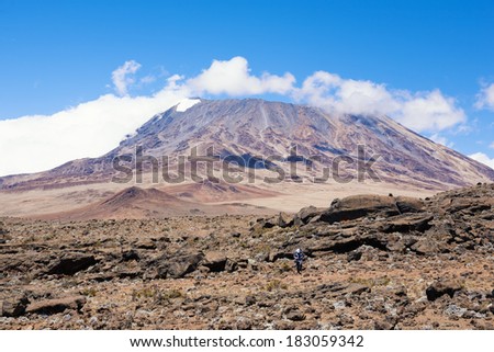 Mt. Kilimanjaro, with 5.895 m Uhuru Peak Africas highest mountain as well as worlds highest free-standing mountain. One of World`s Largest Volcanoes.